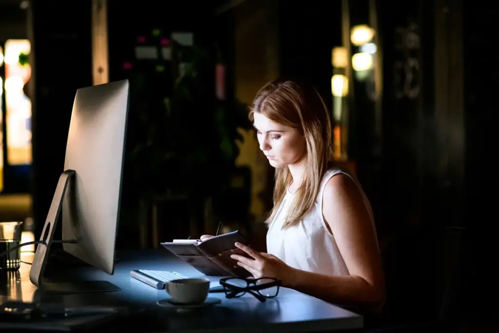 businesswoman in her office at night working late 2024 10 18 17 21 06 utc
